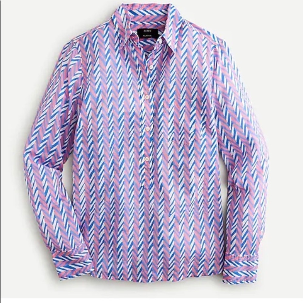 NWT J.Crew classic popover top in chevron (L)